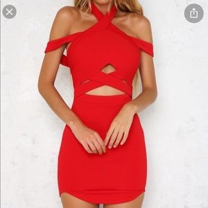 Mini red bodycon party dress